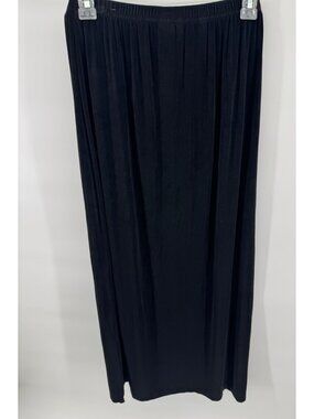 Laura Ashley Black Maxi Skirt M Acetate Spandex Travel Stretchy Lagenlook Goth